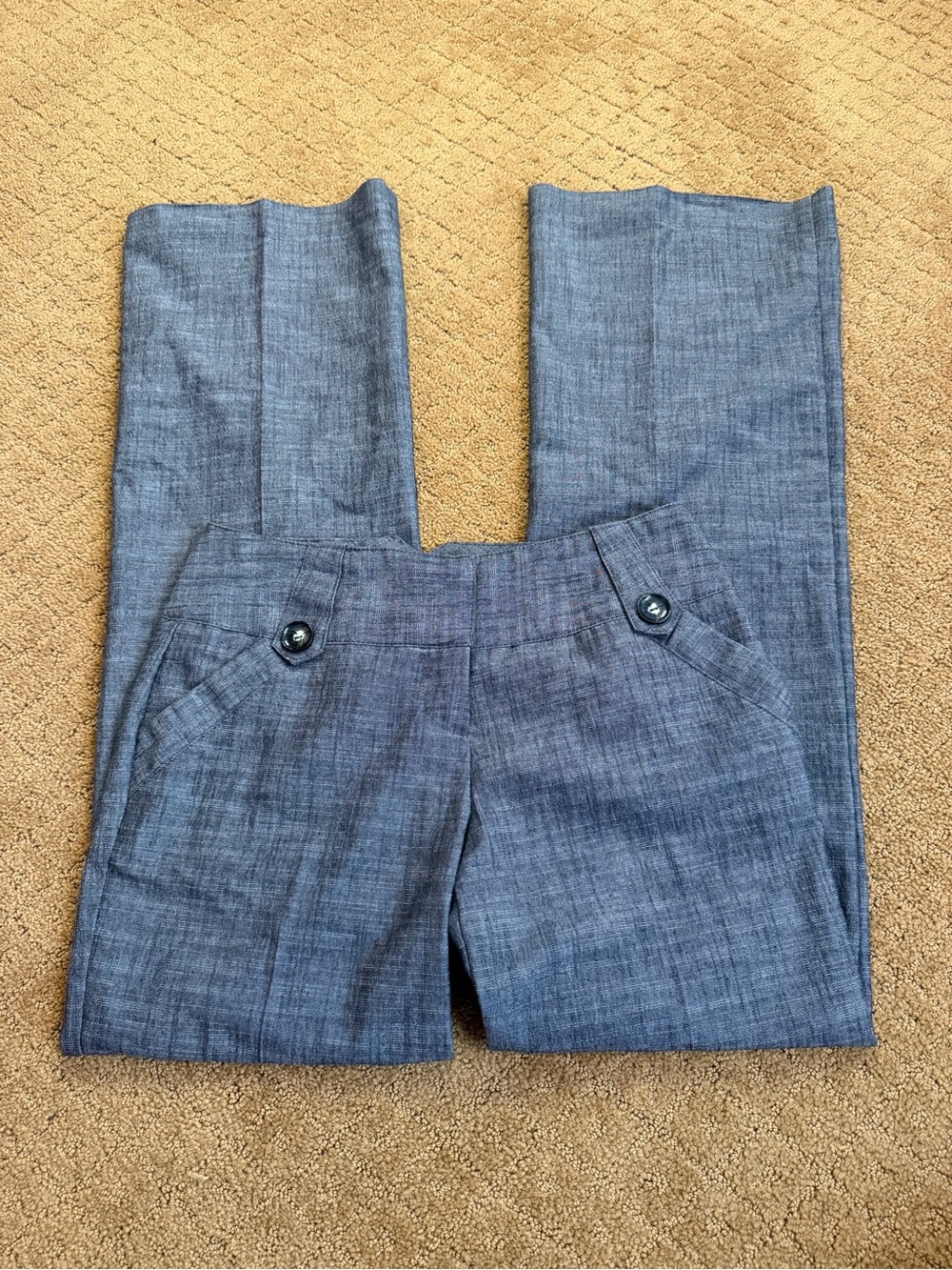 BCX Dark Heather Gray Mid Rise Straight leg button Dress Pants Women’s 3 Y2K